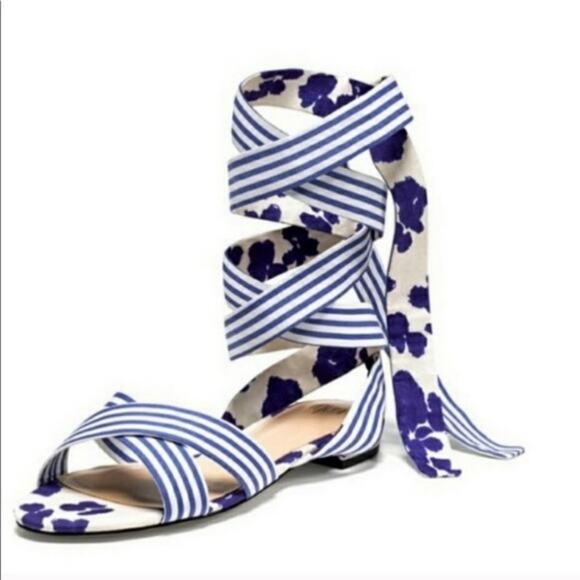 CAbi Tied Up Watercolor Sandals Ankle Wrap Size 10 - Picture 1 of 9
